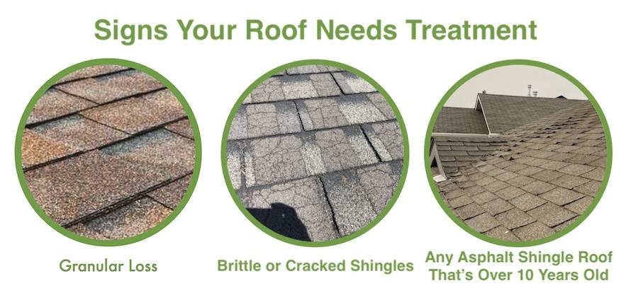 An asphalt shingle treatment from Springs Roof Rejuvenation can help you avoid shingle granular loss.